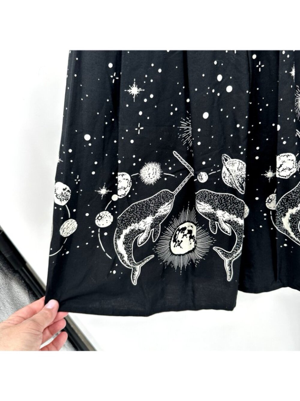 DANGERFIELD cosmic border print dress 6 whales celestial stars space galaxy goth - Picture 5 of 12